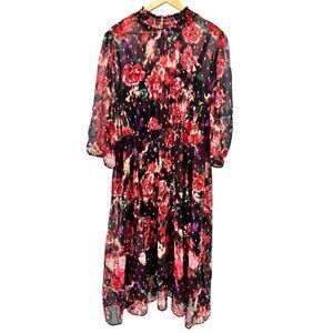 Torrid Black and Red Floral Midi Dress